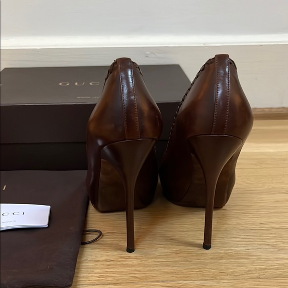 Gucci Brown Peep Toe Heels - Picture 5 of 6